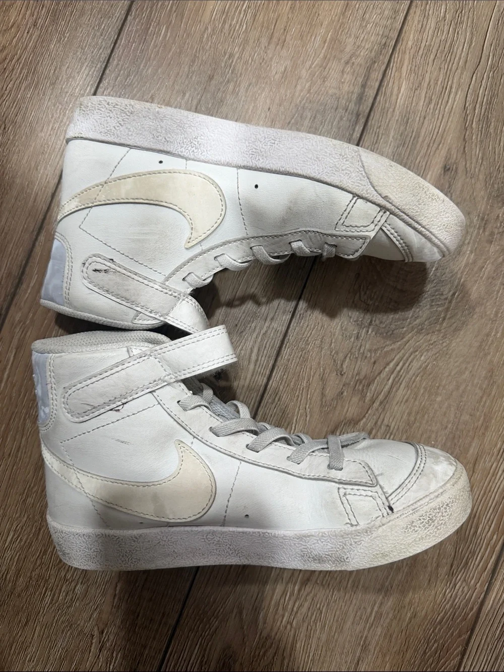 Nike Kids White High-Top Sneakers with Strap